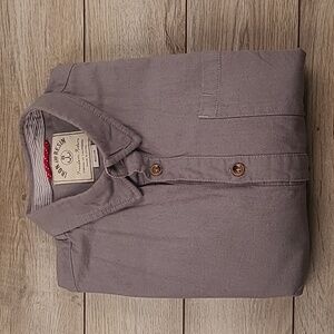 IRON AND RESIN Grey Weave Solid Cotton Medium Mens Long Sleeve Shirt